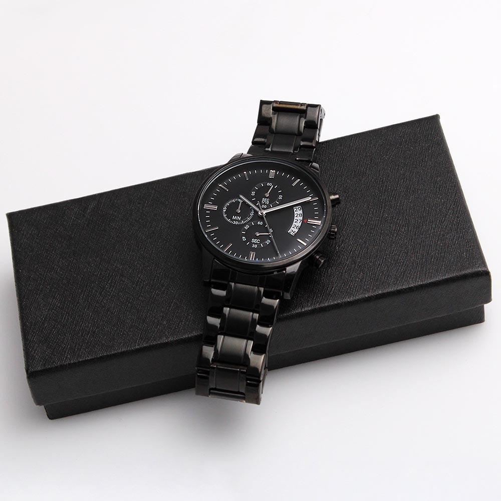 Engraved Heartbeat Chonograph Watch (Black)