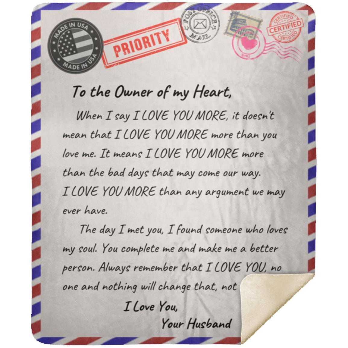 I Love You More Letter Blanket