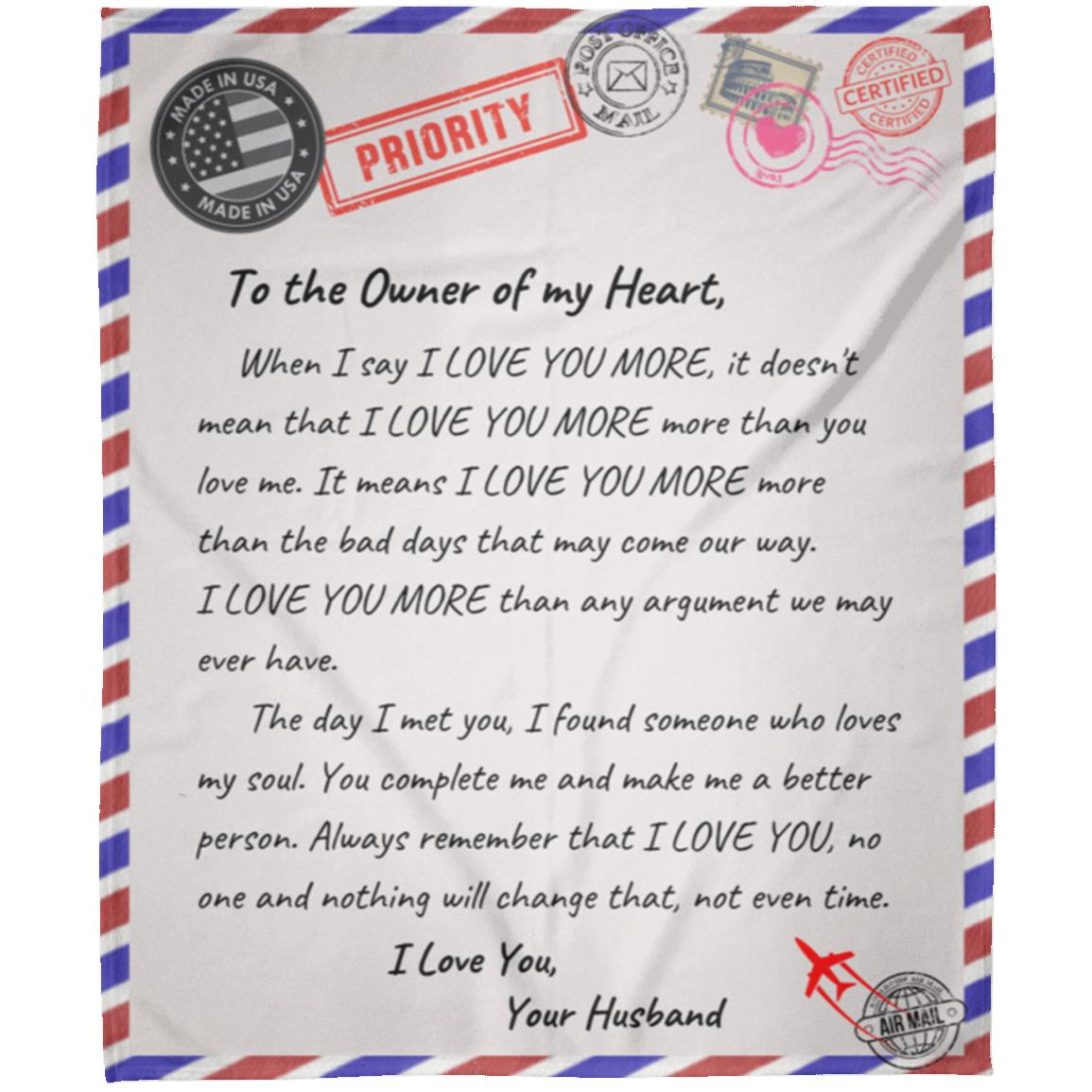 I Love You More Letter Blanket