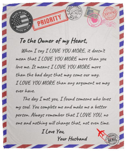 I Love You More Letter Blanket