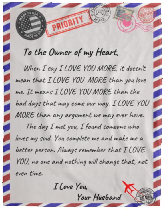 I Love You More Letter Blanket