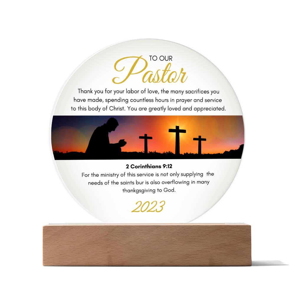 Faith | Labor of Love (Pastor Appreciation | LED Acrylic Plaque (Circle)