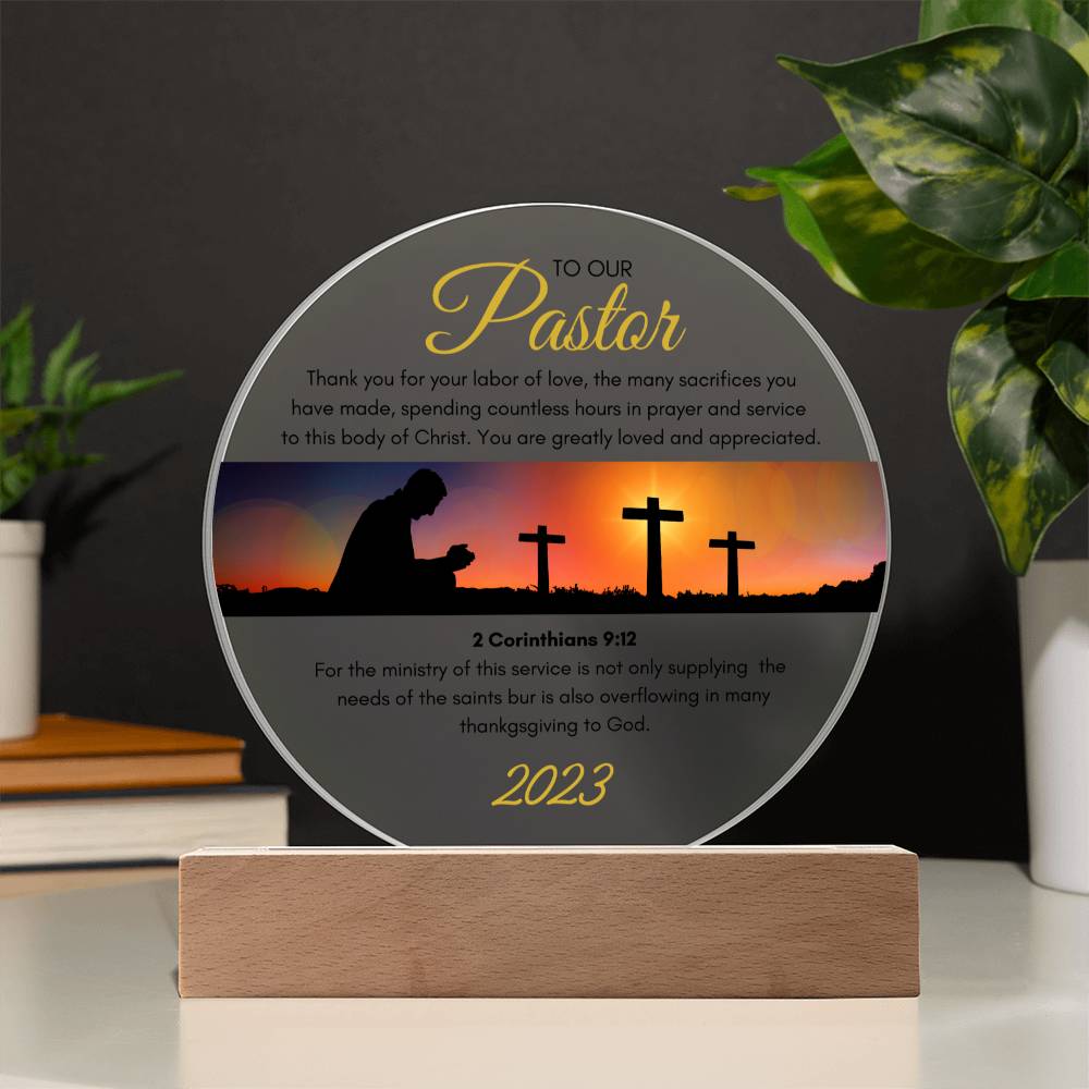 Faith | Labor of Love (Pastor Appreciation | LED Acrylic Plaque (Circle)