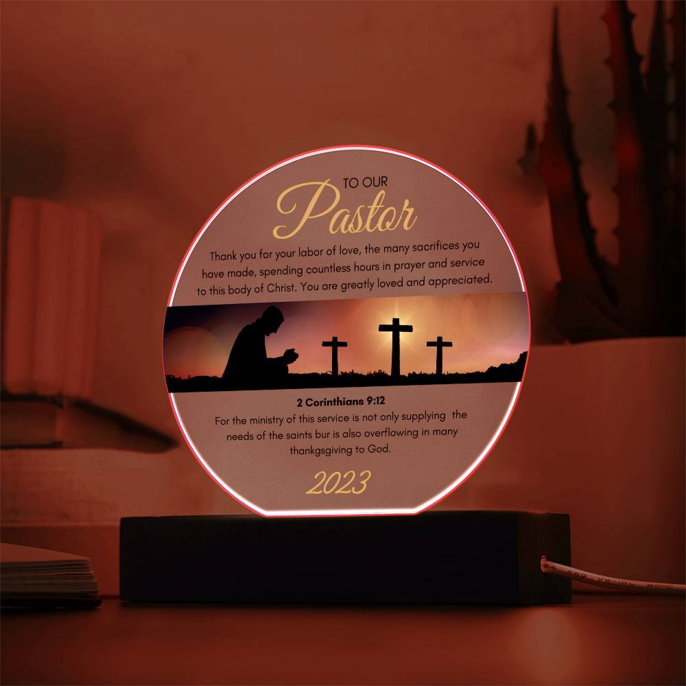 Faith | Labor of Love (Pastor Appreciation | LED Acrylic Plaque (Circle)