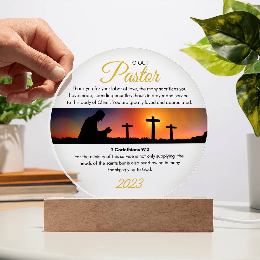 Faith | Labor of Love (Pastor Appreciation | LED Acrylic Plaque (Circle)