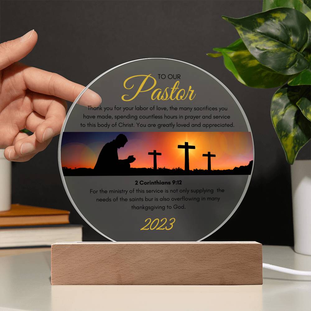 Faith | Labor of Love (Pastor Appreciation | LED Acrylic Plaque (Circle)