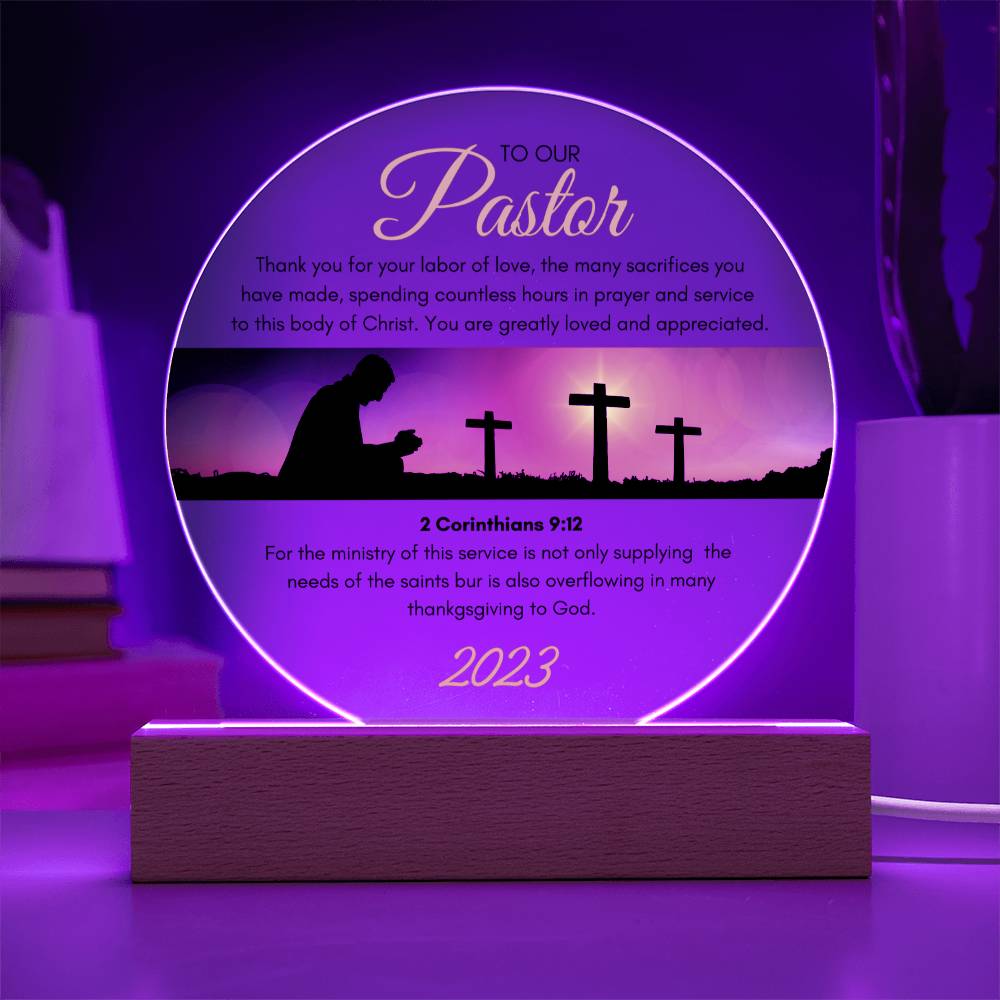 Faith | Labor of Love (Pastor Appreciation | LED Acrylic Plaque (Circle)