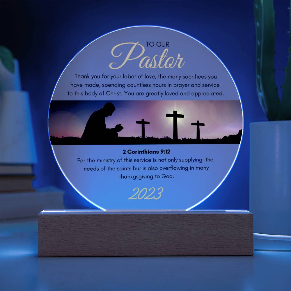 Faith | Labor of Love (Pastor Appreciation | LED Acrylic Plaque (Circle)